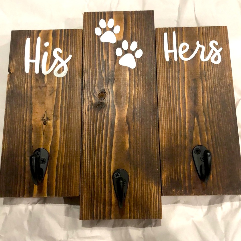 His & Hers Dog Leash Hanger/Sign